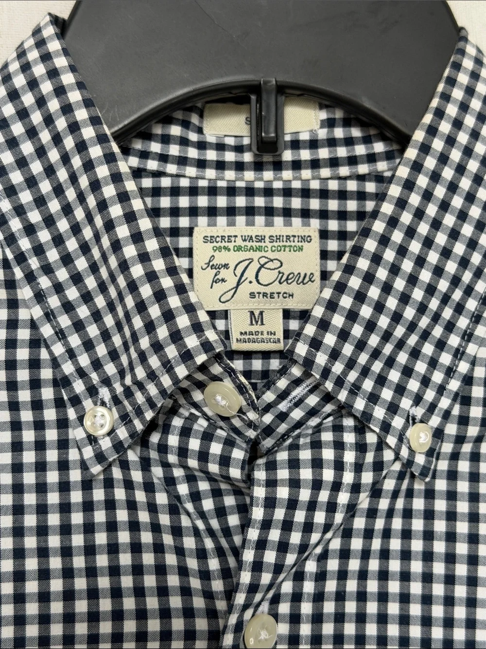 J. Crew Navy and White Gingham Button-Down Shirt